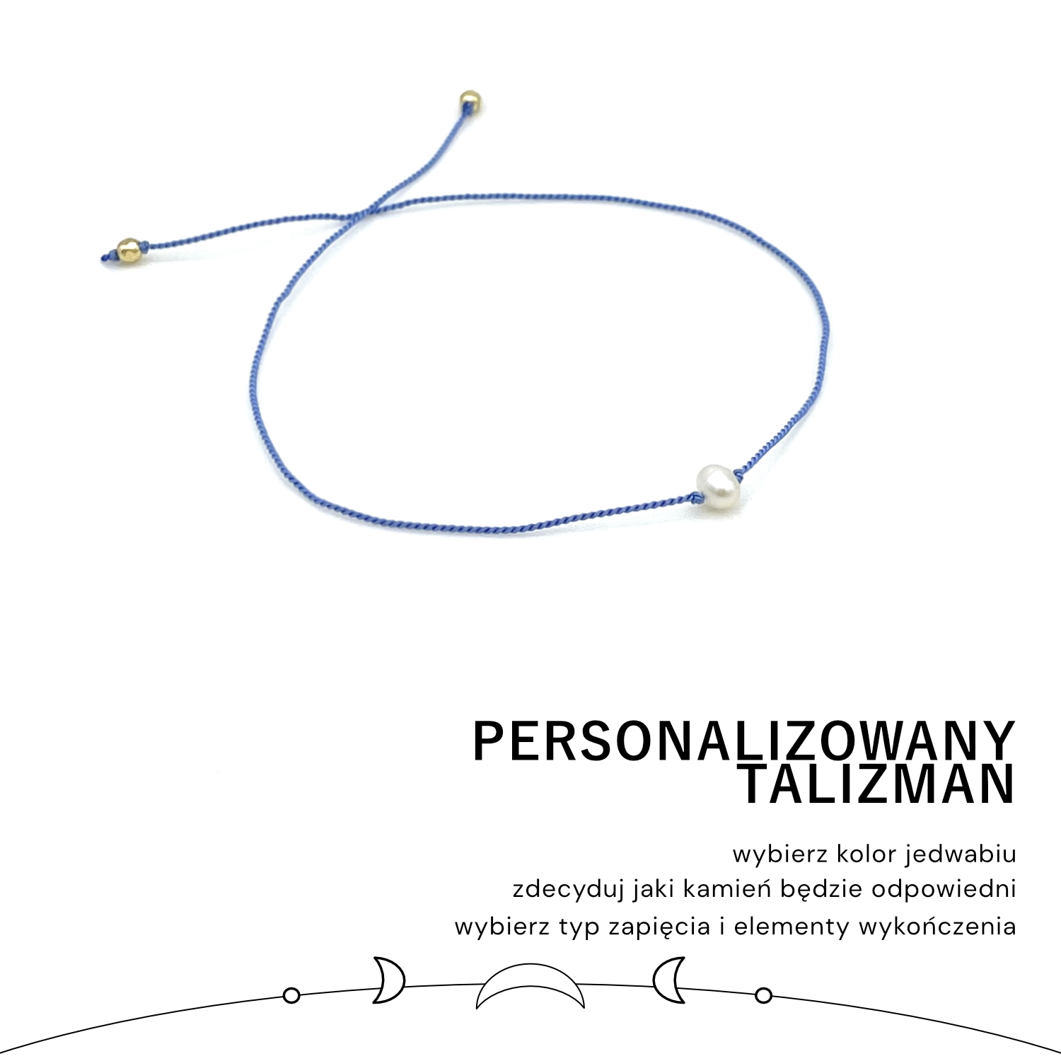 Personalizowana jedwabna bransoletka - talizman z 1 kulą