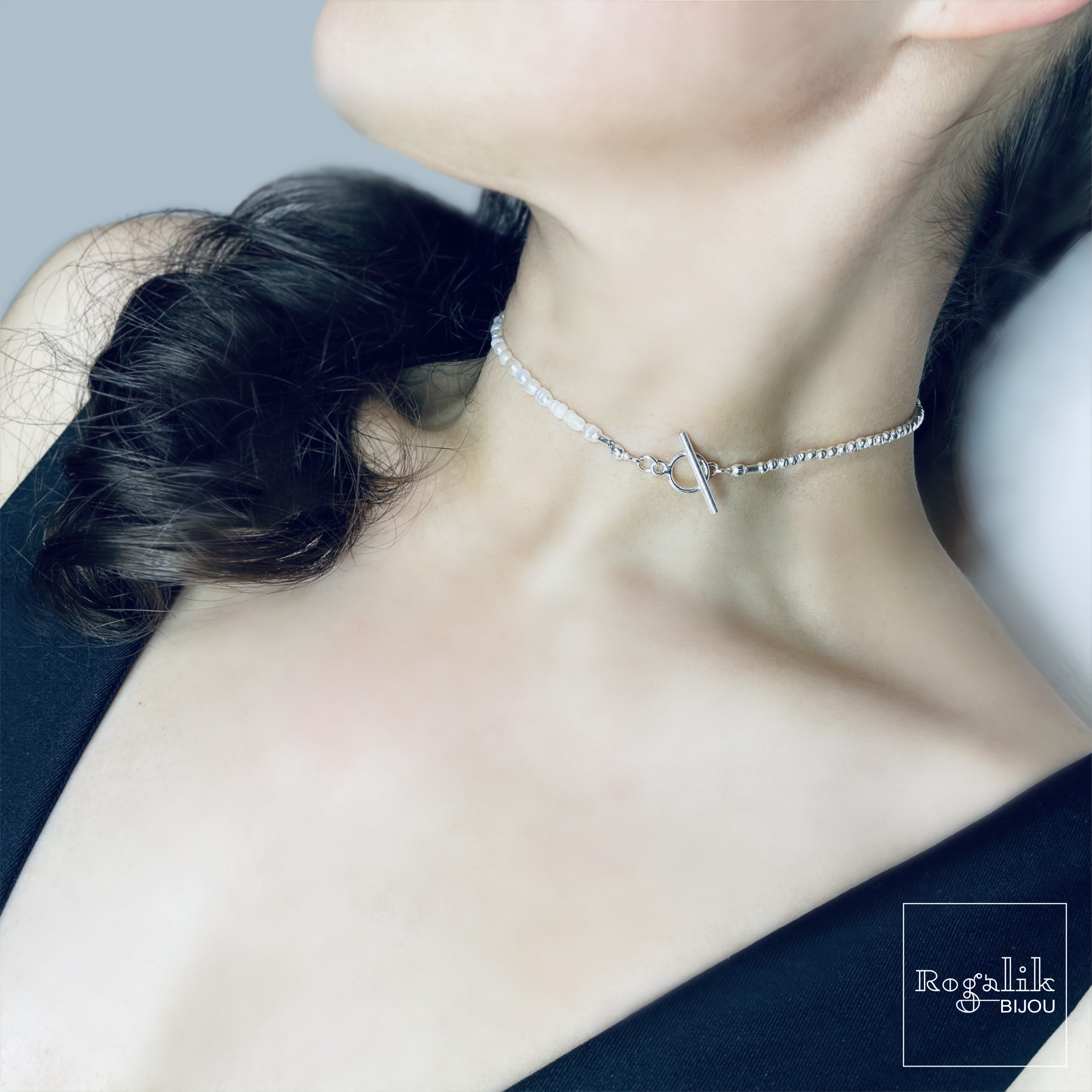 Srebrny choker / bransoletka z perłami naturalnymi - obrazek 2