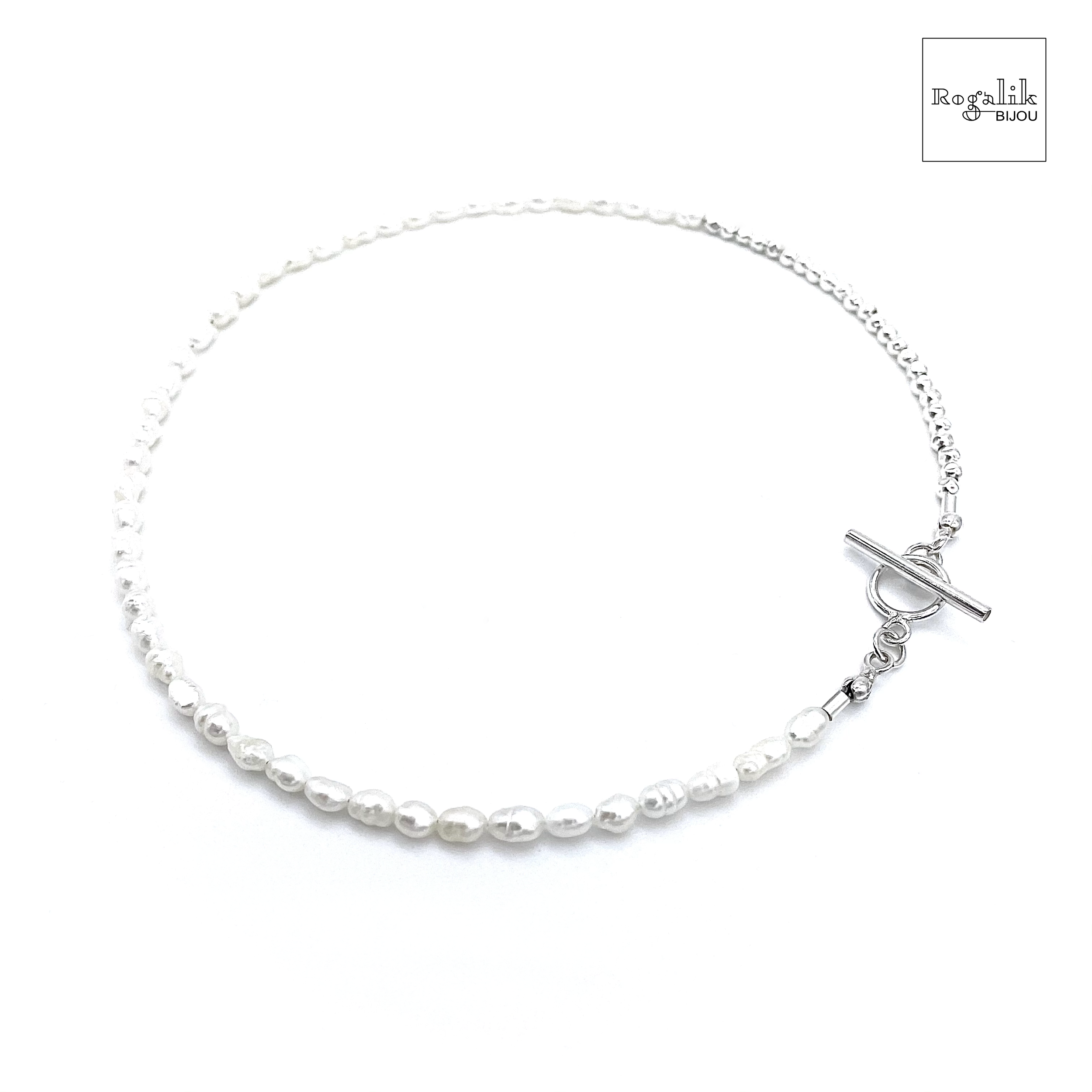 Srebrny choker / bransoletka z perłami naturalnymi - obrazek 3