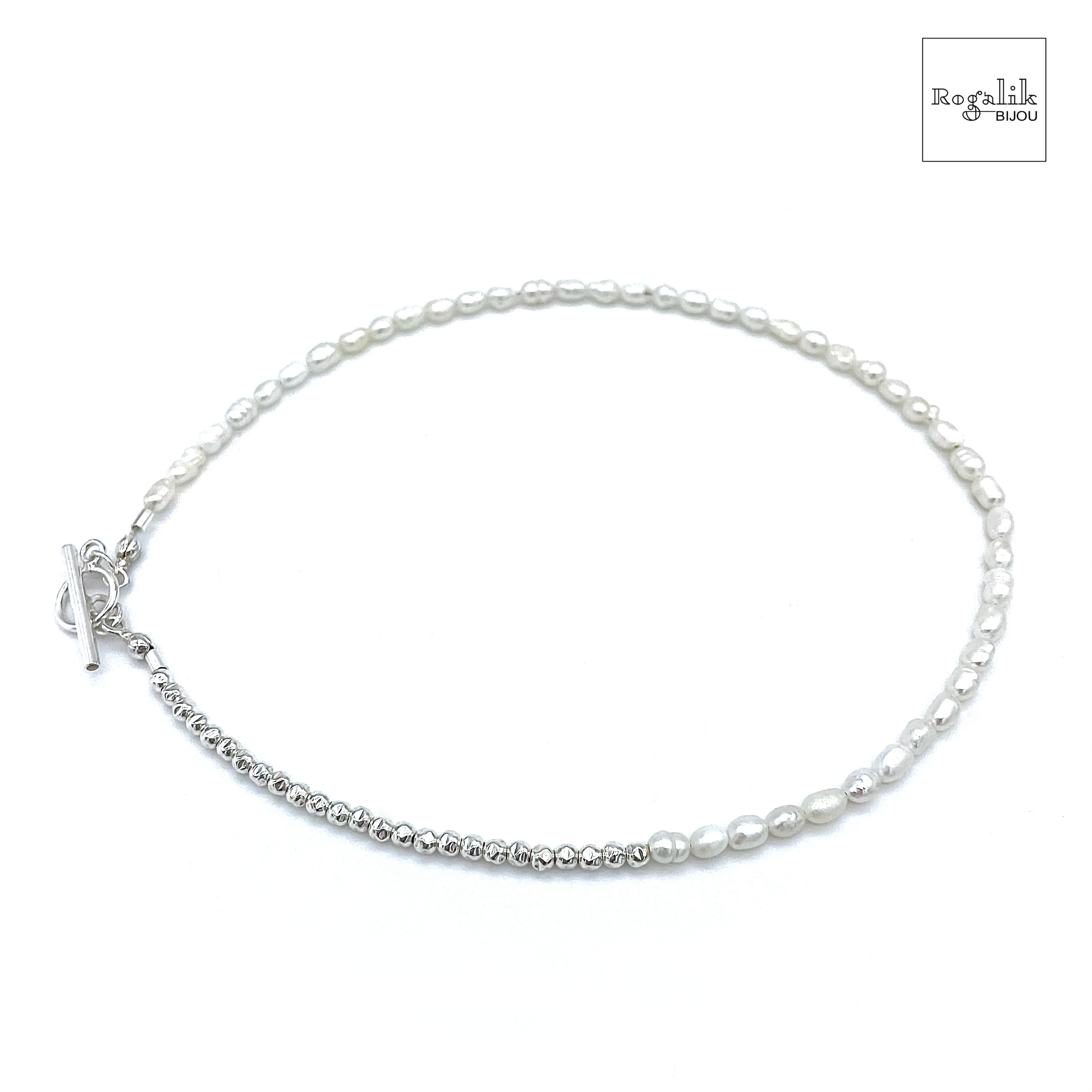 Srebrny choker / bransoletka z perłami naturalnymi - obrazek 4